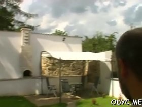 Cute legal age teenager gets shaved pussy licked and fucked by old penis