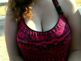 Shy teen needs a ride, offers her big tits